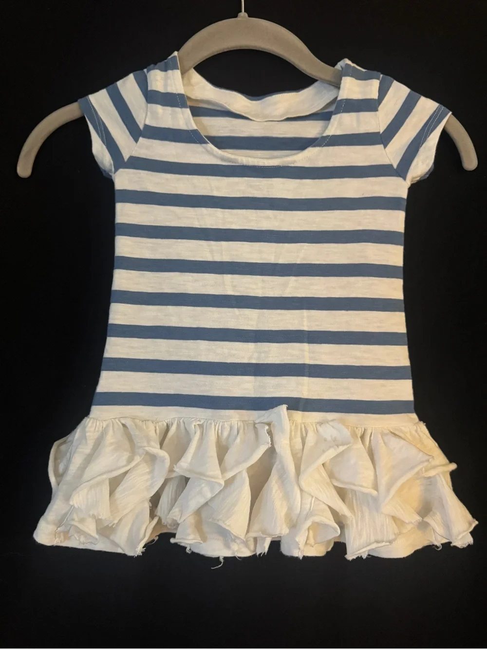 Ralph Lauren Toddler Girls Blue & White Striped Ruffle Dress 2T